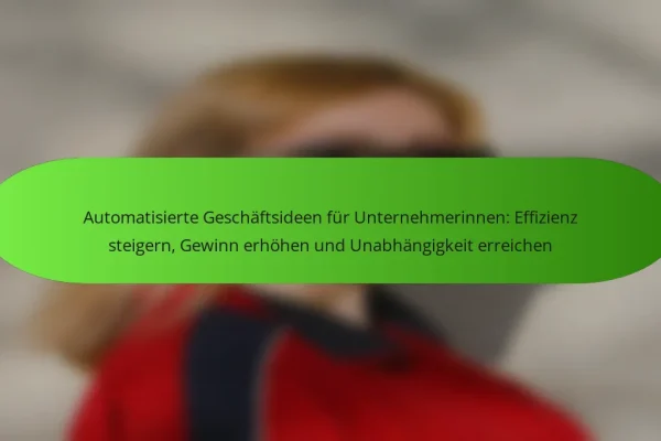 Automatisierte Geschäftsideen für Unternehmerinnen: Effizienz steigern, Gewinn erhöhen und Unabhängigkeit erreichen