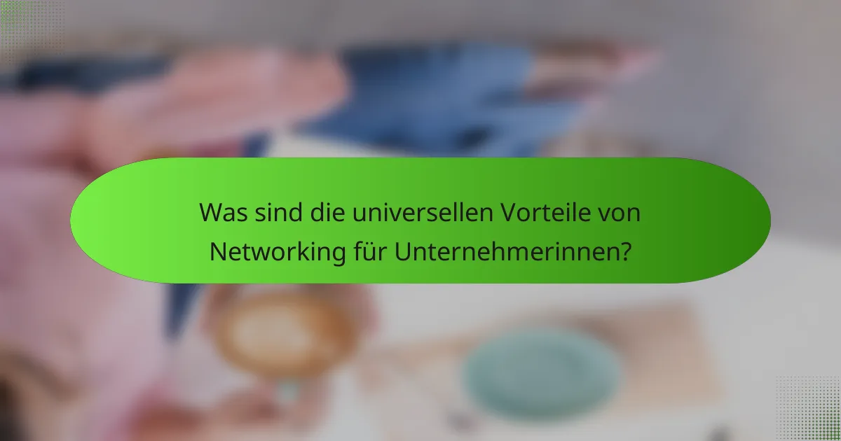 Was sind die universellen Vorteile von Networking für Unternehmerinnen?