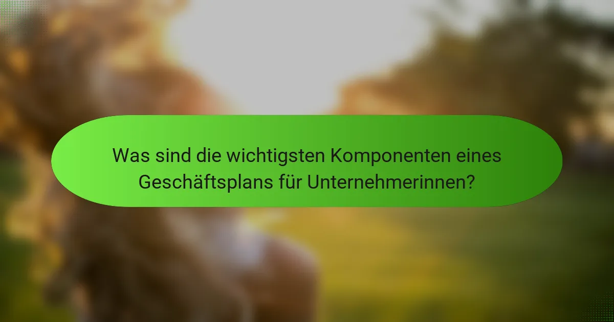 Was sind die wichtigsten Komponenten eines Geschäftsplans für Unternehmerinnen?